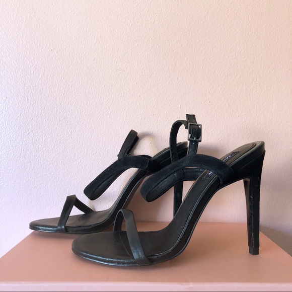 Jaggar Black Suede Leather Strappy Heels - Picture 2 of 4